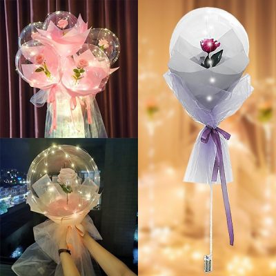 Globo LED con rosa para momentos inolvidables | LOVEBALLOON