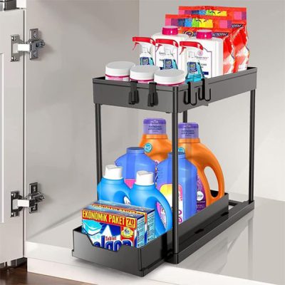 Organizador extraíble bajo el fregadero - 2 niveles, estantes ajustables | SINKNOVA